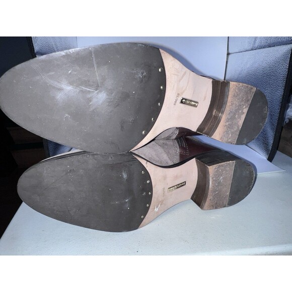 LOUISE ET CIE Suede Boots Womens 8M Zip Up Flat Tall Brown Leather Trim Riding - Picture 8 of 13